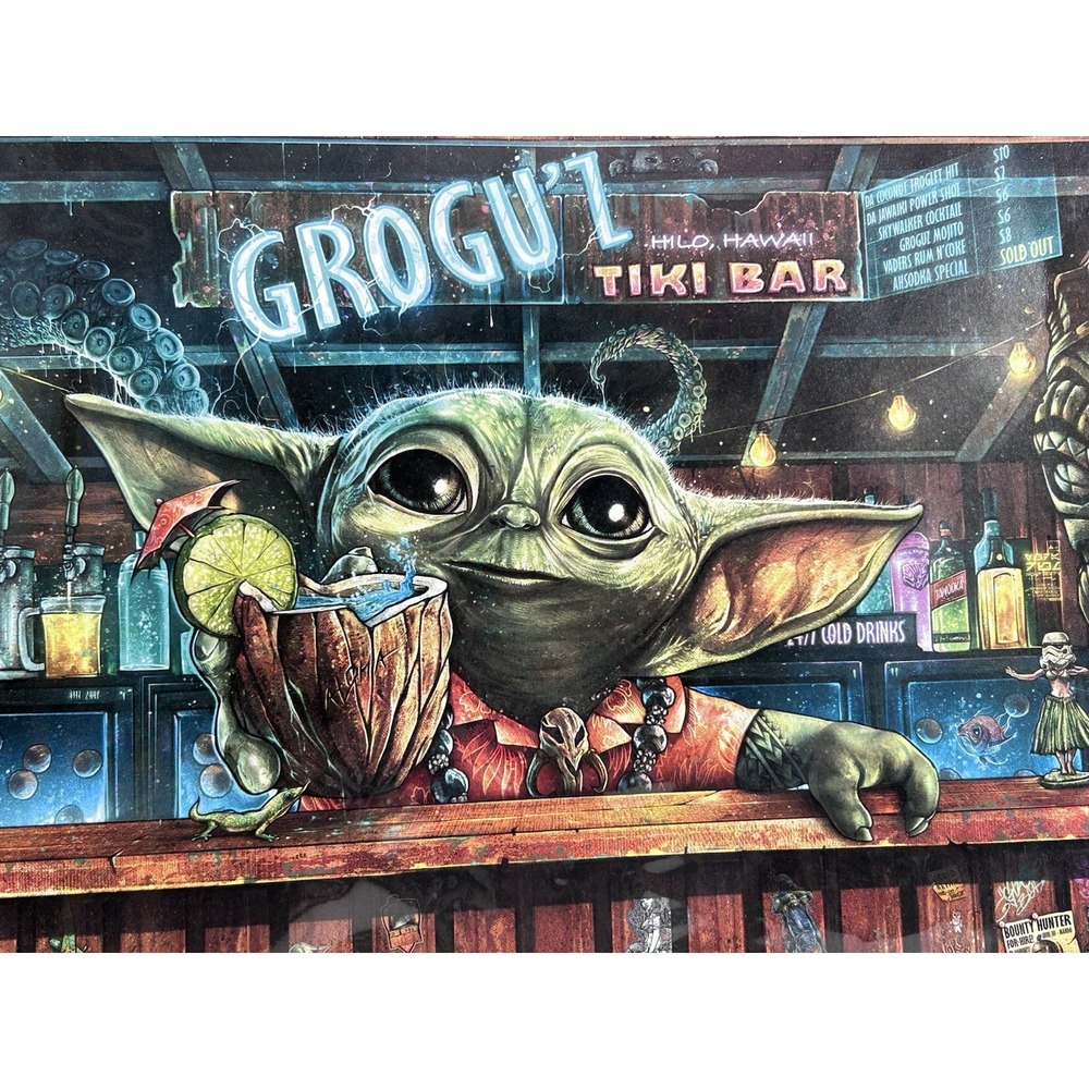 RARE GROGU'Z TIKI BAR Star Wars Mandalorian Signed Shane Molina Hilo Hawaii 2021